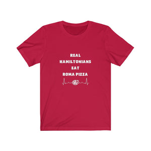 “Real Hamiltonians Eat Roma Pizza” Unisex Tee