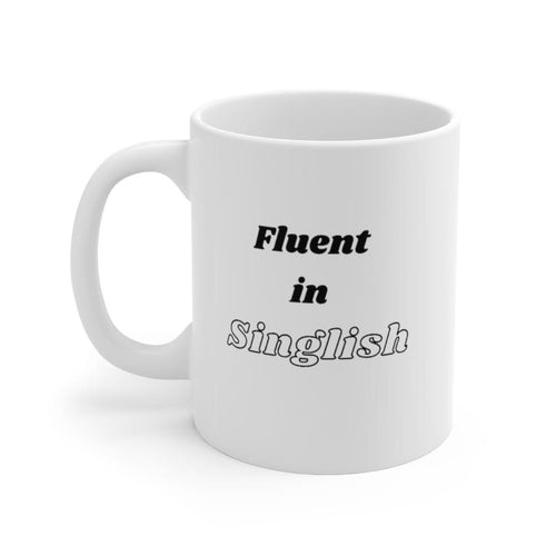 Fluent in Singlish white coffee mug heart