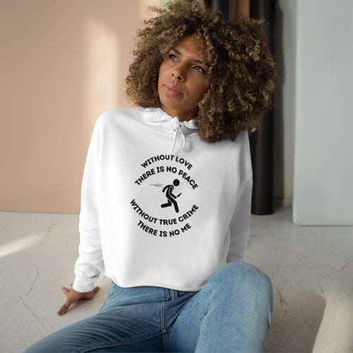 True crime cropped hoodie in white